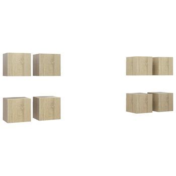 Muebles De Pared Para Tv | Mueble De Salón | Gabinete De Tv 8 Uds Color Roble Sonoma 30,5x30x30cm