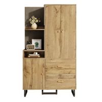 armario recibidor - mueble de entrada - mdf - natural y negro 110x38x186cm