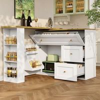 mesa de bar extensible blanca con almacenamiento 138-204  39  105 cm