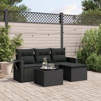 conjunto de sofas jardin 4 uds  mueble jardin mesa y sillas con cojines ratan sintetico negro cfw396313
