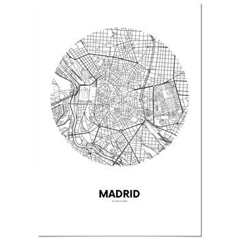 Panorama Cuadro De Aluminio Mapa Círculo De Madrid 70x100 Cm
