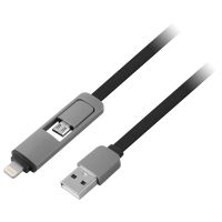 1life pa2in1 flat clable usbmicrousb a lightning 1m negro
