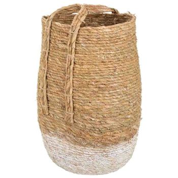 Capazo de fibra natural marrón 27x33x48