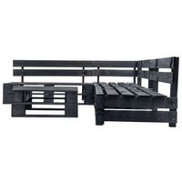 4 piezas set de muebles de jardin  sofa de exterior de palets madera negro