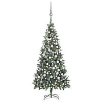 arbol de navidad helado con luces bolas y pinas 210 cm vidaxl