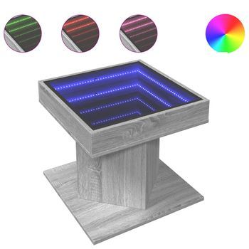 Mesa De Centro，mesa Auxiliar，mesita De Centro Y Led Madera Ingeniería Gris Sonoma 50x50x45 Cm
