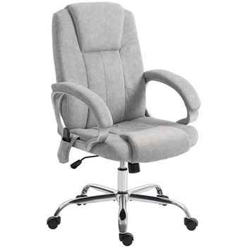 HOMCOM Silla de Oficina Masaje a 4 Puntos con Calefacción y Reposapiés Extraíble, Gris
