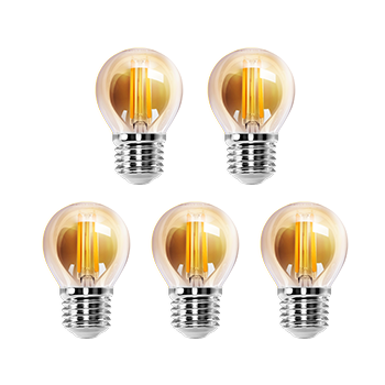 Aigostar Vintage Bombilla LED E27,4W Equivalente a 37W, Luz Cálida 2200K,420lm, G45 Bombilla Filamento Led,No Regulable,5 Pieza
