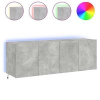 2 uds muebles tv de pared  mueble de salon  armario tv luces led gris hormigon 60x35x41 cm