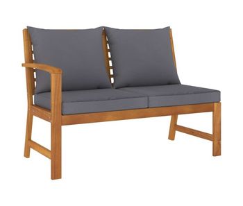 Vidaxl banco de jardín madera de acacia y cojines gris oscuro 114,5 cm