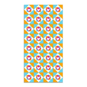 Alfombra Vinílica Azul 120x170cm Agatha Hidráulico Baldosas Corazones