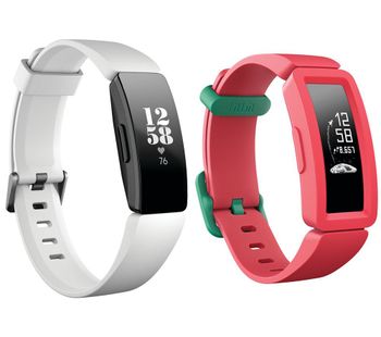 FITBIT Inspire HR Fitness Tracker & Ace 2 Kid's Fitness Tracker Bundle - White & Watermelon, White