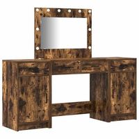 mesa tocador  mesa de maquillaje con cajon 3 piezas marron madera de ingenieria