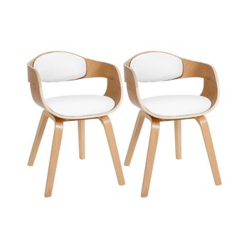 Set de 2 sillas con asiento en Simil cuero Natural/blanco