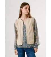 pepe jeans para mujer pl4024344 chaleco saura beige s casual algodon