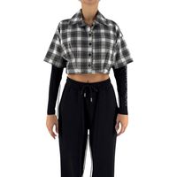 county of milan camisa camicia donna crop in flanella para mujer