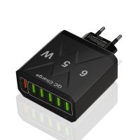 cargador de pared de carga rapida qc30 de 65w y 6 puertos usb 31a usb-a5 con enchufe eu y enchufe us para iphone 12 1