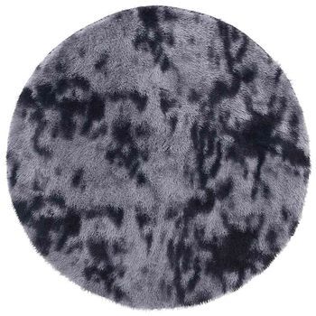 Alfombra De Pelo Largo Navarra Gris Oscuro 240x240 Cm Poliéster Vidaxl