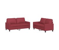vidaxl juego de sofas con cojines 2 piezas cuero sintetico rojo tinto