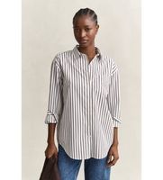 gant para mujer 4300239 camisa de popelina clasica de rayas relaxed fit blanco 40 casual algodon manga larga
