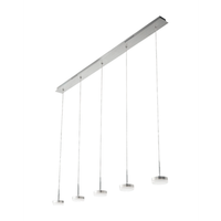 lampara colgante fabas luce dunk de 5 luces - led regulable de 40 w - aluminio cepillado diseno lineal