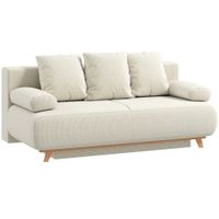 homcom sofa cama con respaldo reclinable funcion de cama almacenamiento oculto y tapizado de pana beige   aosom espana