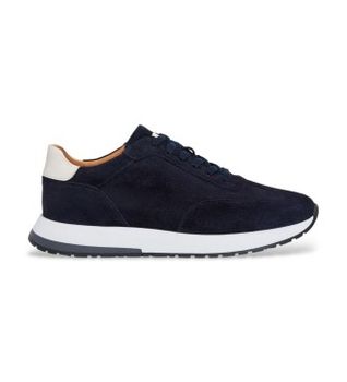 Hackett London para hombre. HMS200099 Zapatillas de Piel Rapid Chad marino (41), Plano, Ante, Cordones, Casual