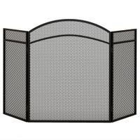 homcom protector de chimenea de 3 paneles plegable pantalla de chimenea con estructura de metal 96x60 cm negro   aosom espana