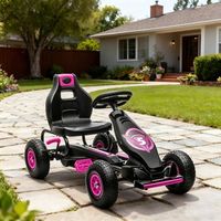 kart pedales para ninos de 5-12 anos negro y rosa homcom