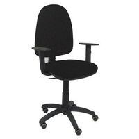 silla de oficina ergonomica con mecanismo de contacto permanente regulable en altura y ruedas de parquet  asiento y respaldo tapizados en tejido bali color negro brazos regulables en altura piqueras y crespo modelo 04cp