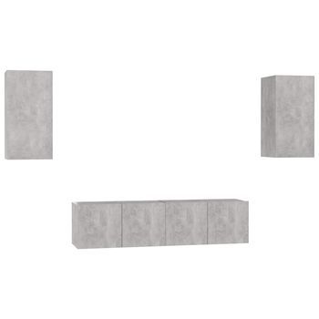 Juego De Mueble Para Tv De 4 Piezas Aglomerado Gris Hormigón