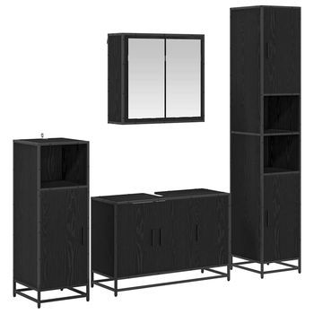 Juego De Muebles De Baño 4 Uds. Roble Negro 90 X 33 X 60 Cm Vidaxl