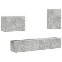 conjunto de mueble para tv de pared 4 uds gris concreto vidaxl