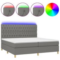 estructura de cama led con cabecero con somier colchon 200x200 cm tela gris oscuro tdl0208284