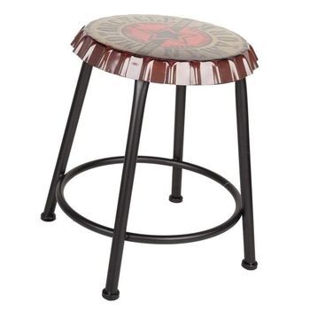 Taburete Redondo De Metal Negro D35x46h Cm