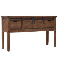 mesa consola de madera de abeto maciza marron 131x355x75 cm vidaxl