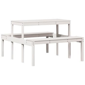 Mesa De Pícnic | Mesa De Camping | Mesa De Jardín Madera Maciza De Pino Blanco 110x134x75 Cm