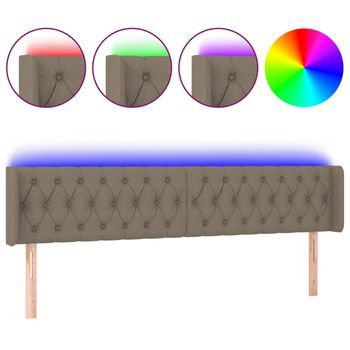 Cabecero Con Led De Tela Gris Taupe 203x16x78/88 Cm Vidaxl