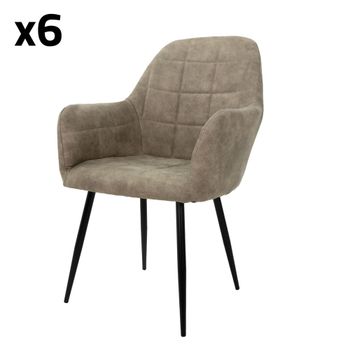 6x Sillas de comedor verde oliva tapizado con respaldo y apoyabrazos