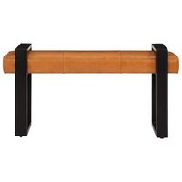 banco piel de cabra autentica negro y marron 110 cm