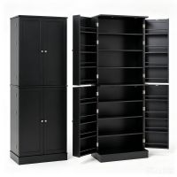 costway alacena de cocina alta con estantes regulables y porta condimentos en puerta antivuelco para almacenamiento de cocina 60 x 35 x 1665 cm negro