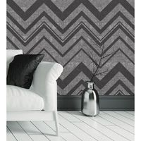 papel pintado vinilico geometrico zigzag negro con textura en relieve - enzo spike 681659 de gaulan - rollo de 10 m x 106 m