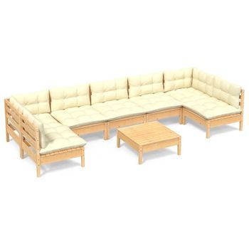 Muebles De Jardín 8 Piezas Cojines Madera Maciza De Pino Vidaxl