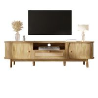 mueble de tv de ratan 165 cm con puertas correderas mesa de tv estilo rustico de mdf color natural