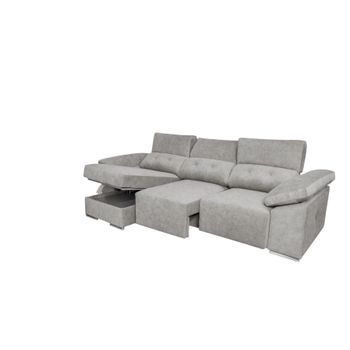 Sofa Chaiselongue Montecarlo Con Pufs Gris Izquierda