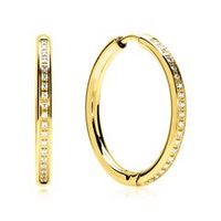 de aros de acero inoxidable chapados en oro con circonitas