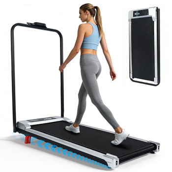 Cinta De Correr Plegable Nettlife 4 En 1 Con Barra De Apoyo – Walking Pad Silencioso Con Inclinación, Hasta 10 Km/h, Pantalla Led Y Control Remoto