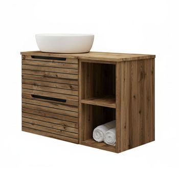 Kibath Mueble De Baño Con Lavabo Ken 60x45 Cm Acabado Desierto Mate 2 Cajones Suspendido