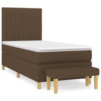 cama tapizada 203x83x128 cm tejido 100  poliester contrachapado y madera tratada - marron