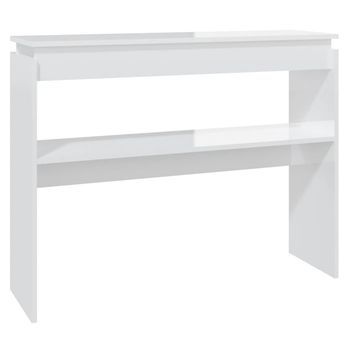 Mesa Consola | Mesa De Entrada | Mesa Auxiliar Madera Contrachapada Blanco Brillante 102x30x80 Cm